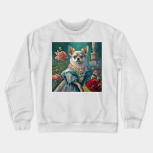 Chihuahua Dog in Blue Dress Crewneck Sweatshirt